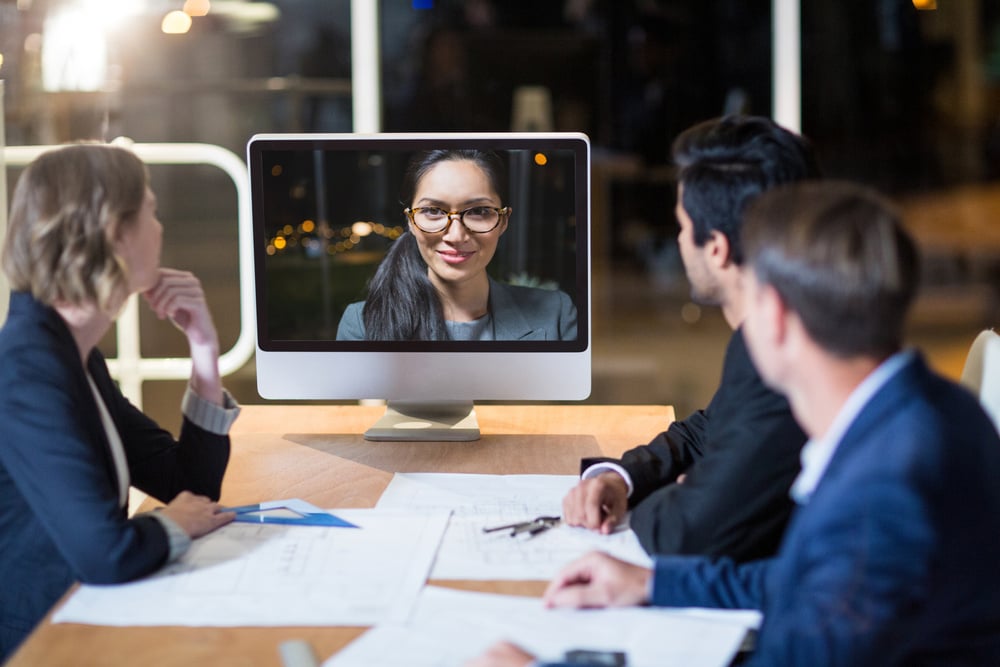 Business team having video conference in the conference room-1